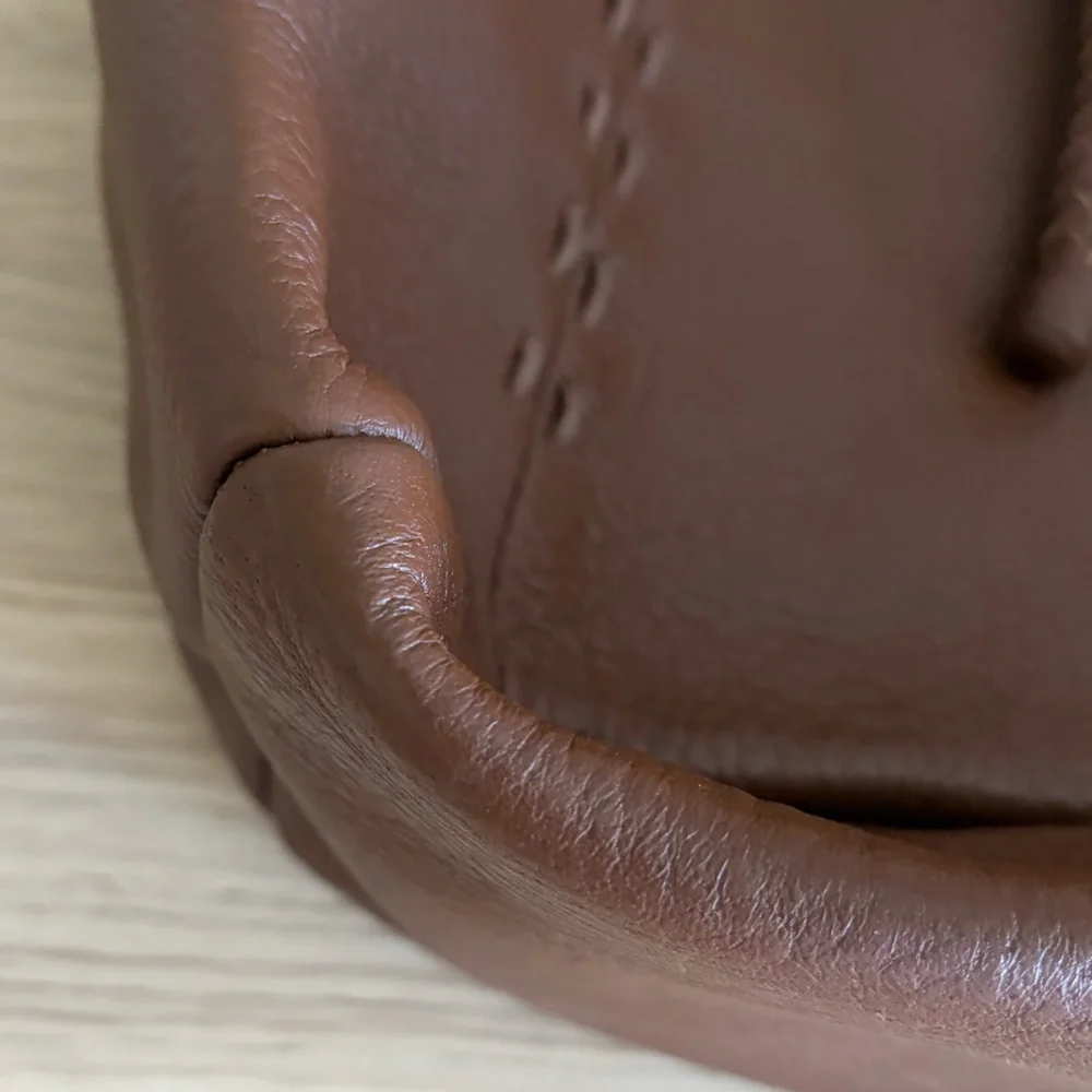 Talbots Brown Leather Boho Hobo Purse Bag Braided Detail